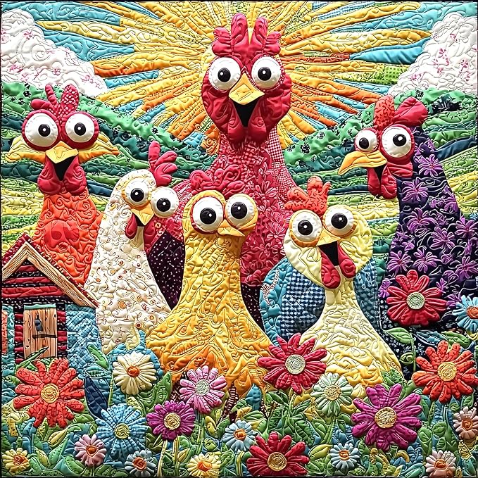 Colorful Chicken Family Farm Jigsaw Puzzle 500 Piece for Adults, Country Farm with Flower and Barn, 20 x 20 Inches, Relaxing & Decor