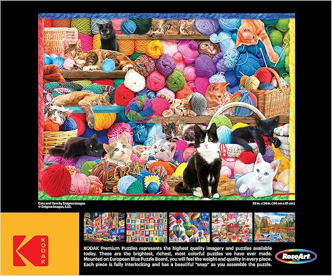 RoseArt - Kodak Premium - Cats and Yarn - 1500 Piece Jigsaw Puzzle for Adults