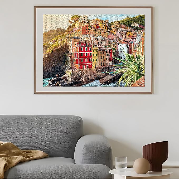 1000 Piece Jigsaw Puzzles for Adults Teens Kids - Fine Art Challenging, Cinque Terre 1000Pcs Puzzle, Family Game Gift, Size 27"x20"