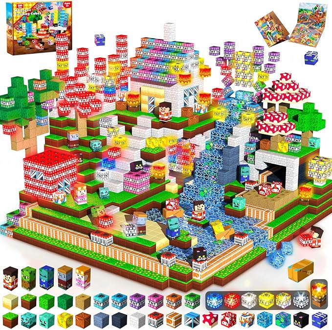 200PCS Magnetic Blocks with Light up Blocks - Magnetic Building Blocks for Kids Ages 4 5 6 7 8 +, TNT Magnetic Light up Building Blocks, STEM Learning Toy, Birthday Gift for Boys & Girls Ages 3-8