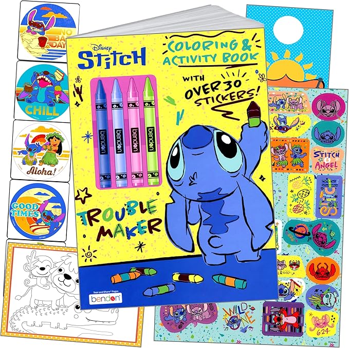 Bendon Lilo & Stitch Coloring and Activity Sticker Book with Coloring Book & Stickers, Card Craft, and More (Lilo and Stitch Stickers Activity Set)