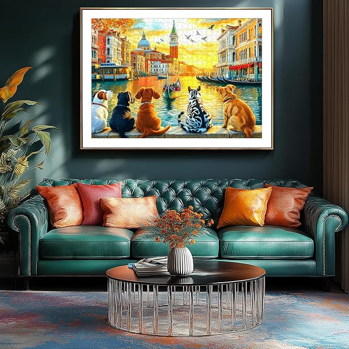 500 Piece Jigsaw Puzzle for Adults, Sights of Venice with Dogs Challenging Puzzles for Adults 500 Pieces, Perfect for Game Nights Decoration, Finished Size 23 x 15 Inch