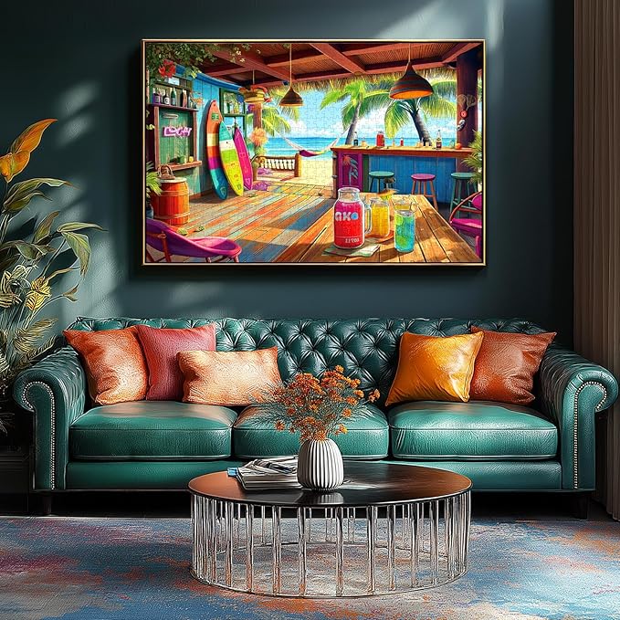 Beach Paradise 1000 Piece Jigsaw Puzzle for Adults Summer Tropical Bar Ocean View Challenging Puzzle Game Fun Adult Activity for Puzzle Lovers (27"x20")
