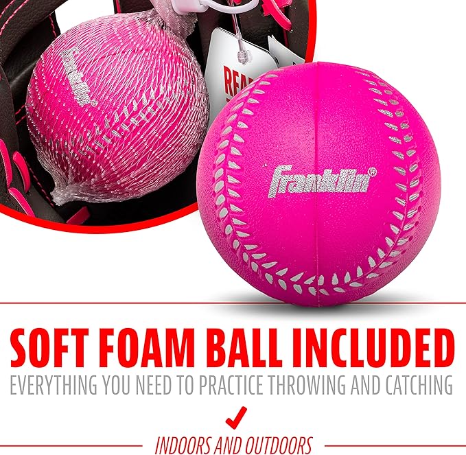 Franklin Sports Kids Baseball Gloves - RTP Youth Teeball Glove + Ball Set - Boys + Girls Teeball Mitt - Kids + Toddlers - 9.5"