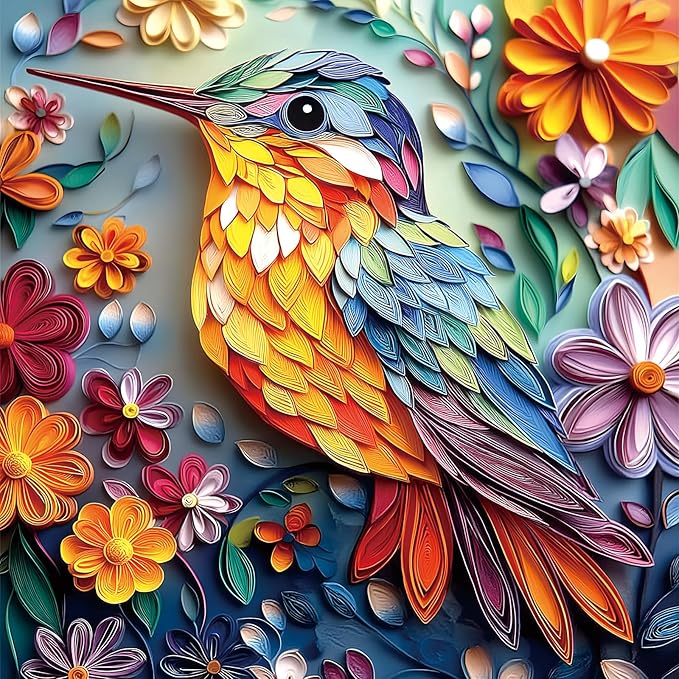 500 Piece Hummingbird Jigsaw Puzzles for Adults, Paper Flower Art Bird Puzzles Challenging for Family Fun Party Game Gifts Decoration (20 x 20 Inch)