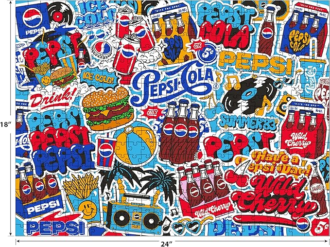 RoseArt - Snack Assortment - Pepsi Cola - 500 Piece Jigsaw Puzzle, Nostalgic Pepsi Design for Adults
