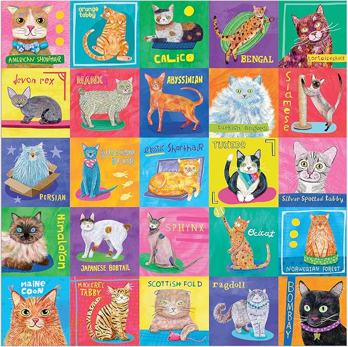 Mudpuppy Purr-FECT Portraits! – 500 Piece Family Jigsaw Puzzle with Colorful and Fun Illustrations of A Variety of Cats for Children Ages 8 and Up