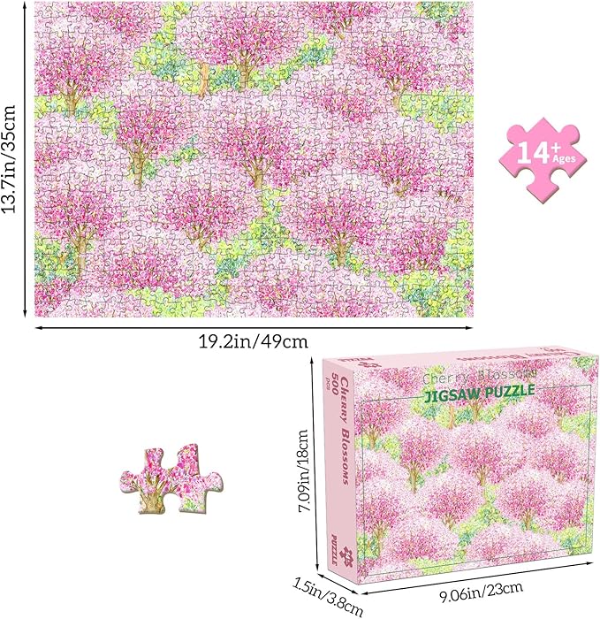Puzzles for Adults 500 Pieces, Jigsaw Puzzle for Adults, Fun Challenging Family Puzzle, Hanging Cherry Blossom Puzzles, Interlock Perfectly No Dust, Gifts for Easter Parents Father's Day
