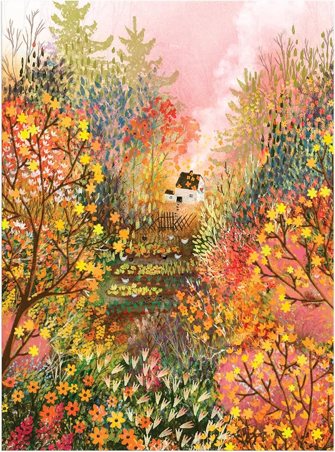 Galison Autumn in The Meadow – 1000 Piece Jigsaw Puzzle Featuring Beautiful Artwork of A Cottage Nestled Amongst A Fall Meadow
