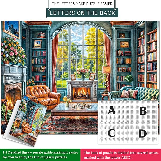 Warm Study Room Puzzles for Adults 1000 Piece, Jigsaw Puzzles for Adults, Adult Challenging Game Toys, Impossible Puzzle, Family Decoration Puzzle