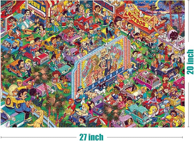 Antelope 2 in 1 1000 Piece Puzzle Bundle-Van Gogh's Time Travel to Muse Da Orsay-1000 Piece Jigsaw Puzzle Bundle with Drive-in Movie-1000 Piece Jigsaw Puzzle,Time Travel to Orsay + Drive-in Movie
