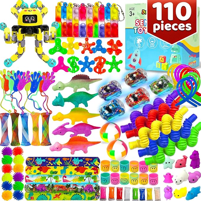 Easter Basket Stuffers for Kids, 110Pack Fidget Toys Bulk Adult Sensory Autism ADHD Autistic Figette Classroom Treasure Prize Box School Must Have Stress Anxiety for Age 5-7 8-12 Valentines Day Gifts