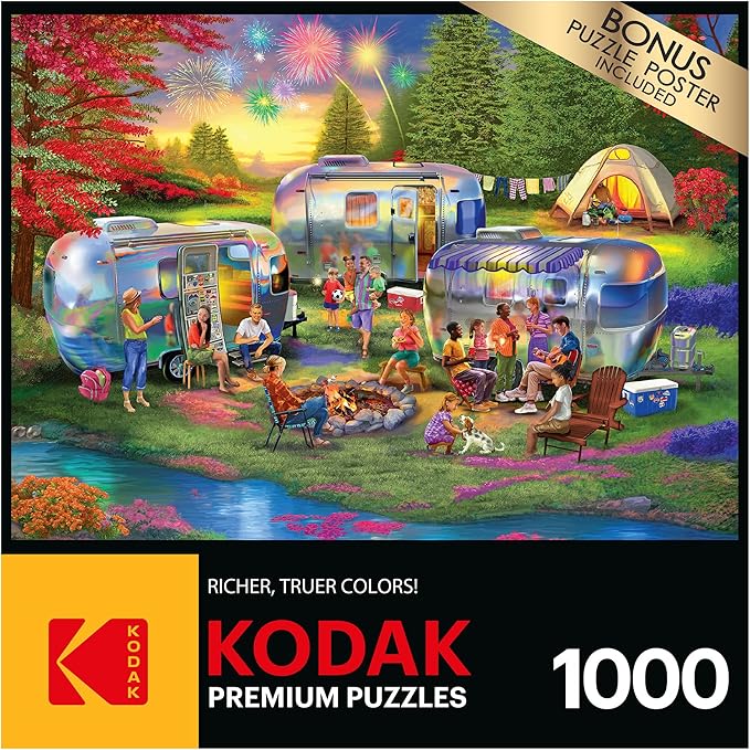 RoseArt - Kodak Premium - Shiny Happy Campers - 1000 Piece Jigsaw Puzzle for Adults