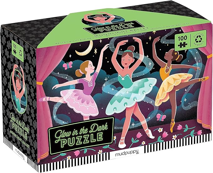 Mudpuppy Moonlight Ballet – 100 Piece Glow in The Dark Jigsaw Puzzle with a Stage Performance Scene of Dancers and Hidden Forest Details in The Dark