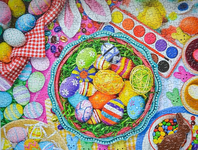 Springbok Extraordinary Easter Eggs 500 Piece Jigsaw Puzzle for Adults and Family - Colorful Easter Scene - Unique Cut Pieces - Made in USA
