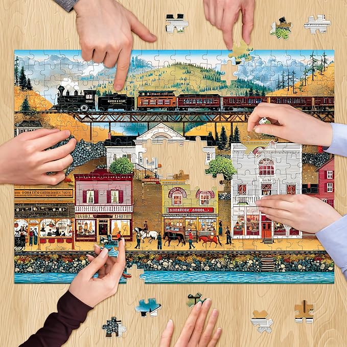 500 Pieces Puzzle for Adults, Retro Train Jigsaw Puzzles for Adult, Countryside Town Jigsaw Puzzle 500 Pieces for Adults Seniors, Challenging Game Home Decor Birthday Gift Toy 20.5 * 15 in