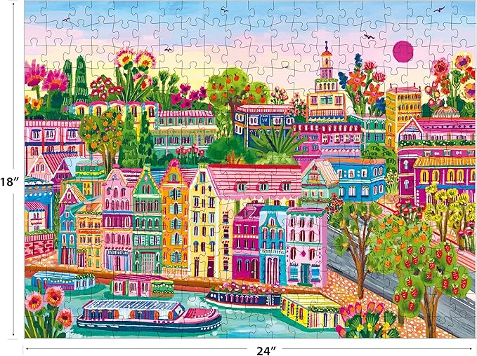 RoseArt - Millie Illustrates - Amsterdam - 300 Piece Jigsaw Puzzle – Vibrant Cityscape Artwork, Fun & Challenging Puzzle for Adults