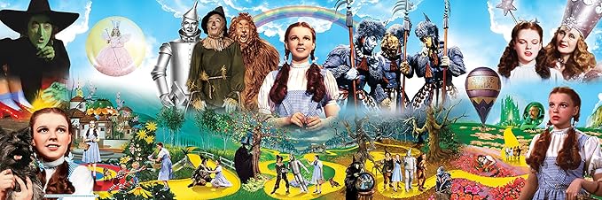 MasterPieces 1000 Piece Wizard of Oz Puzzle Panoramic Jigsaw, Officially Licensed Classic Movie Artwork, Emerald City Scene, Premium Random Cut Pieces, Matte Finish, 13 x 39 Display, Collectible