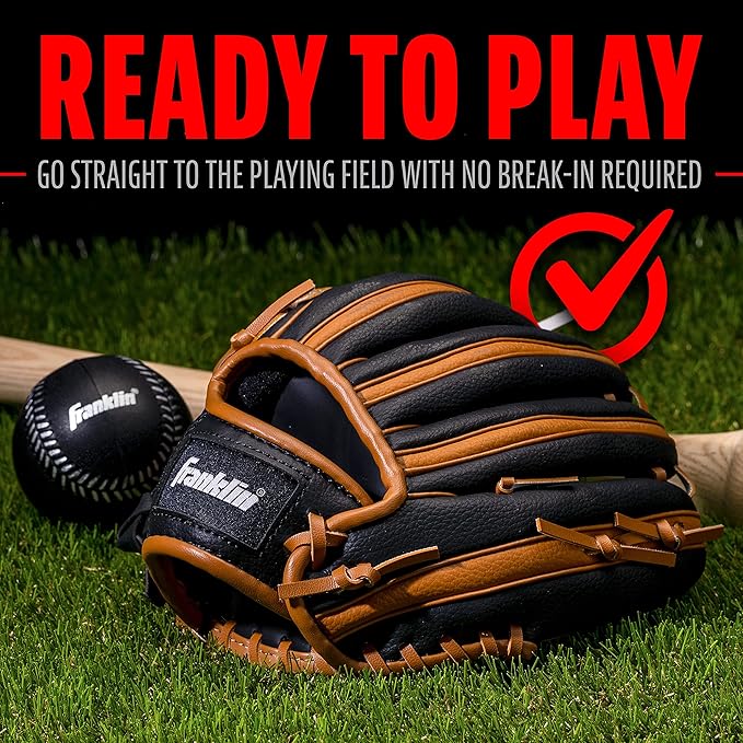 Franklin Sports Kids Baseball Gloves - RTP Youth Teeball Glove + Ball Set - Boys + Girls Teeball Mitt - Kids + Toddlers - 9.5"