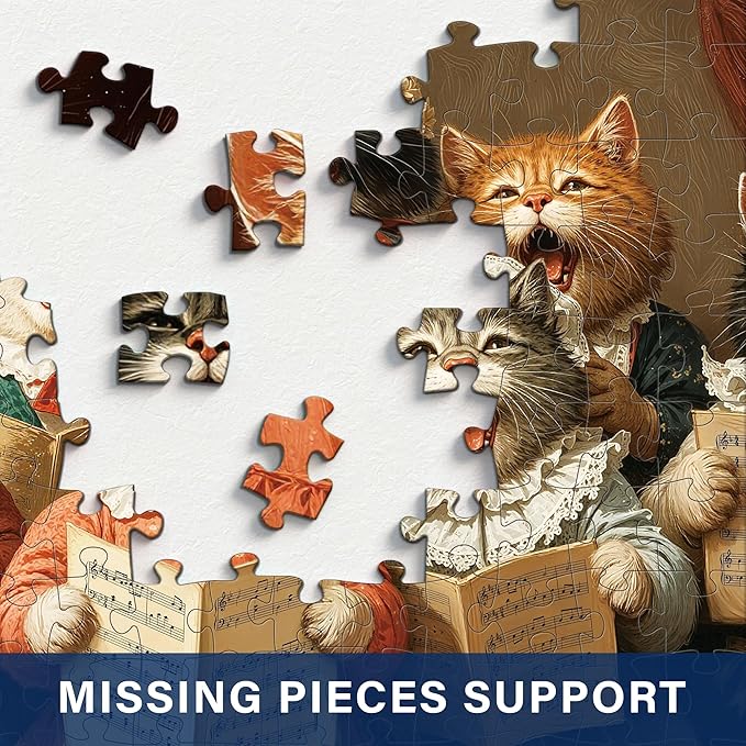 1000 Piece Puzzle for Adults, Challenging Vintage Cat Choir Jigsaw Puzzles, Premium Matte Finish, 27.56 x 19.68 Inches, Perfect for Game Nights