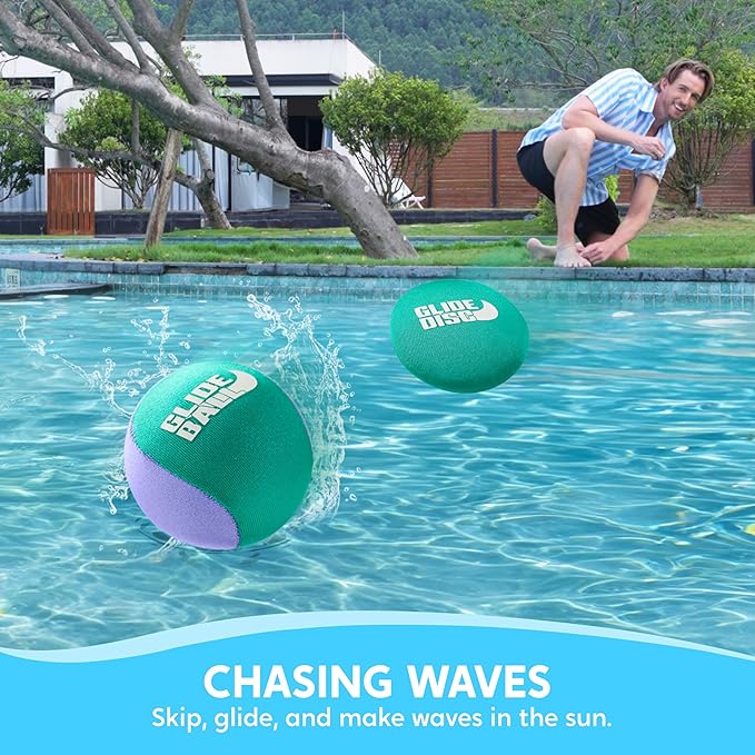 SYNCFUN 4 Pcs Skip Water Balls,Splash Water Bouncing Balls with Mesh Bag, Beach Toys for Kids, Pool Toys for Friends and Family, Fly Swimming Game Adults, Boys,Teens, Great for All Ages