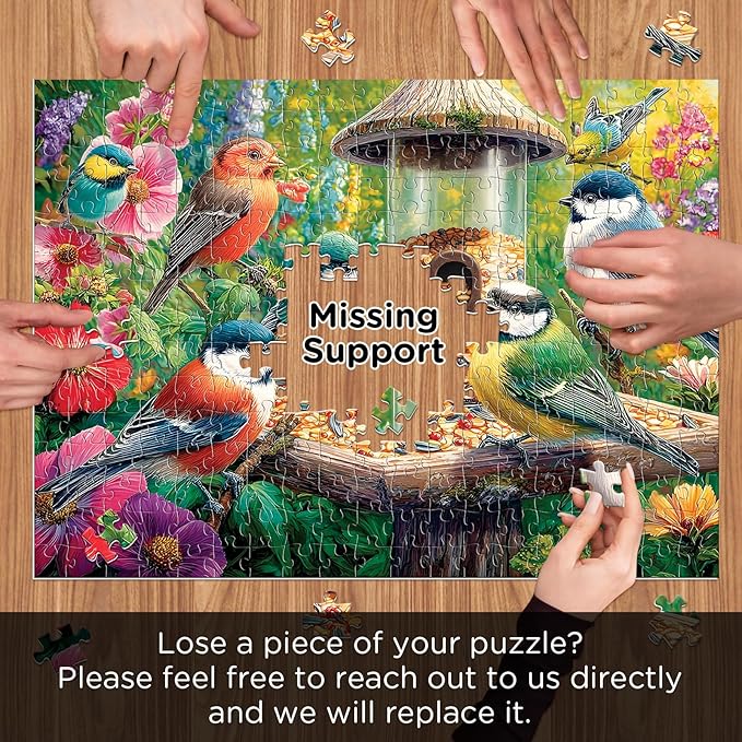 500 Piece Puzzle for Adults, Colorful Birds Jigsaw Puzzle, Hummingbird Feed Flower Jigsaw Puzzle 500 Pieces, Recycled Cardboard Animals Puzzles, Challenging Game Gift for Adults Seniors, 20.5 x 15 in