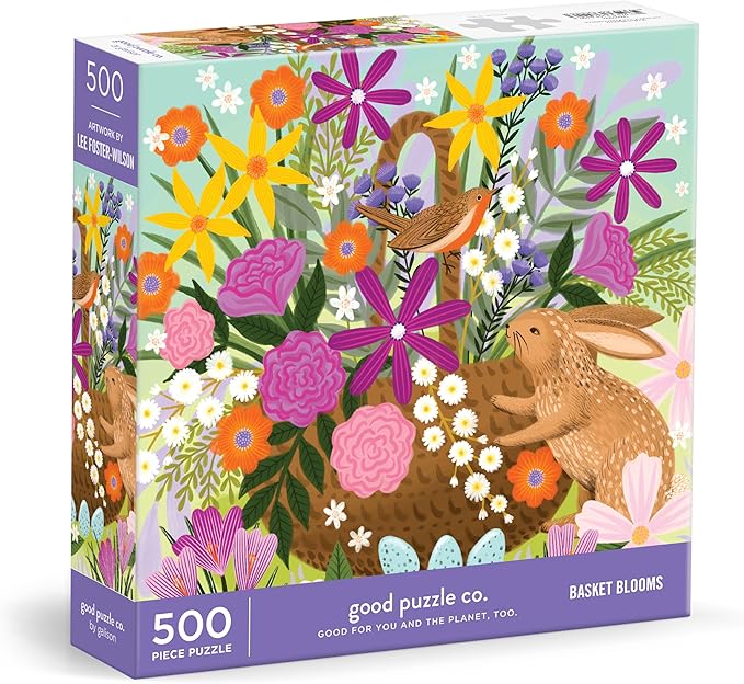 Good Puzzle Co Basket Blooms – 500 Piece Jigsaw Puzzle Featuring Beautiful Artwork of Flower Basket Arrangement for Spring