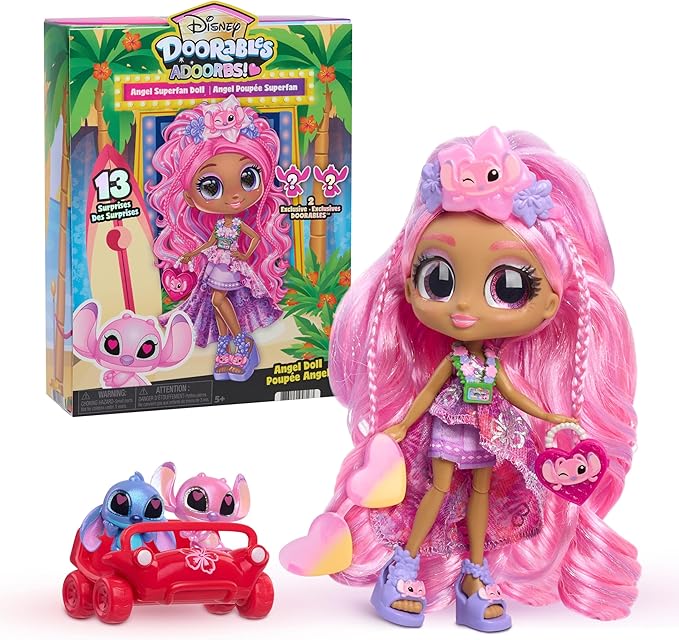 Disney Doorables ADOORBS Angel Superfan Doll, Movie Premiere, UNbox 10 Mini Accessories, 2 Exclusive Figures, Fun Play Area, Toy Gift for Collectors, Fans, Tweens, Girls & Kids 5+ by Just Play