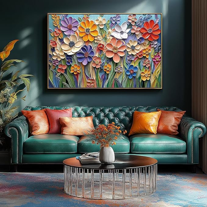 MINIWAN 3D Embossed Quilling Paper Art Wild Flowers 1000 Piece Jigsaw Puzzle for Adults, Muted Color Floral Paper Quilling Jigsaw Puzzle, Gift for Flower & Modern Art Lovers 27.5x19.7 Inch