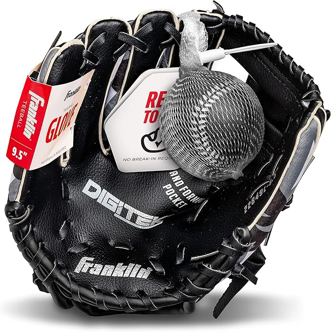 Franklin Sports Kids Baseball Gloves - RTP Youth Teeball Glove + Ball Set - Boys + Girls Teeball Mitt - Kids + Toddlers - 9.5"