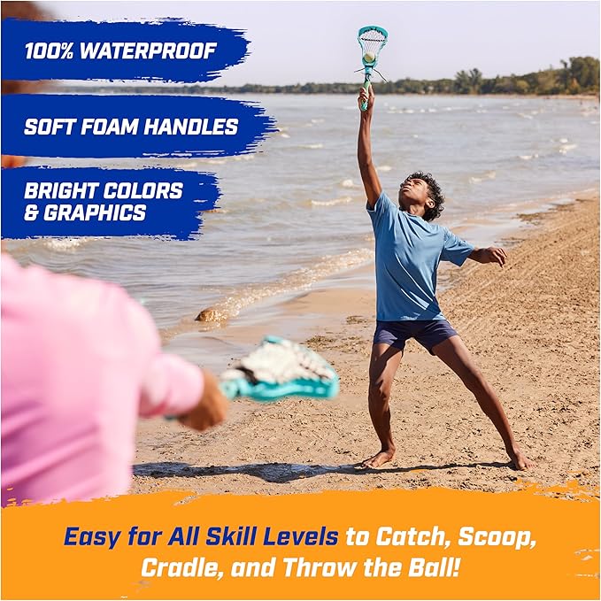 SwimWays Hydro Lacrosse, Waterproof Lacrosse Set, Outdoor Games for Adults and Kids, Sports Equipment, Pool Party Games and Toys, Orange