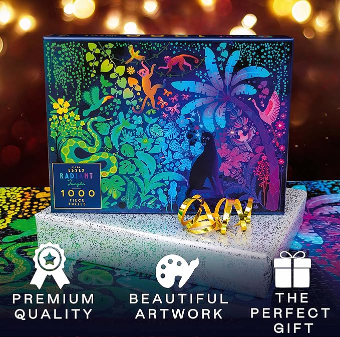 Elena Essex Jigsaw Puzzles - Radiant Jungle | Puzzle 1000 Pieces | Puzzles for Adults | Animal Bird Rainbow Gradient Puzzle | Adult Puzzles Size 28x20 inches