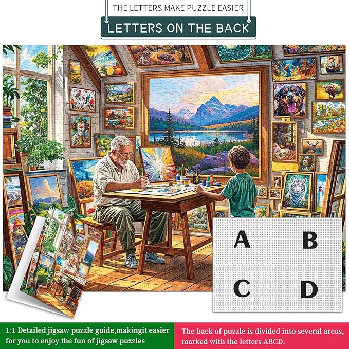 Painting Studio Jigsaw Puzzles for Adults 1000 Piece, Puzzles for Adults, Adult Challenging Game Toys, Impossible Puzzle, Family Decoration Puzzle