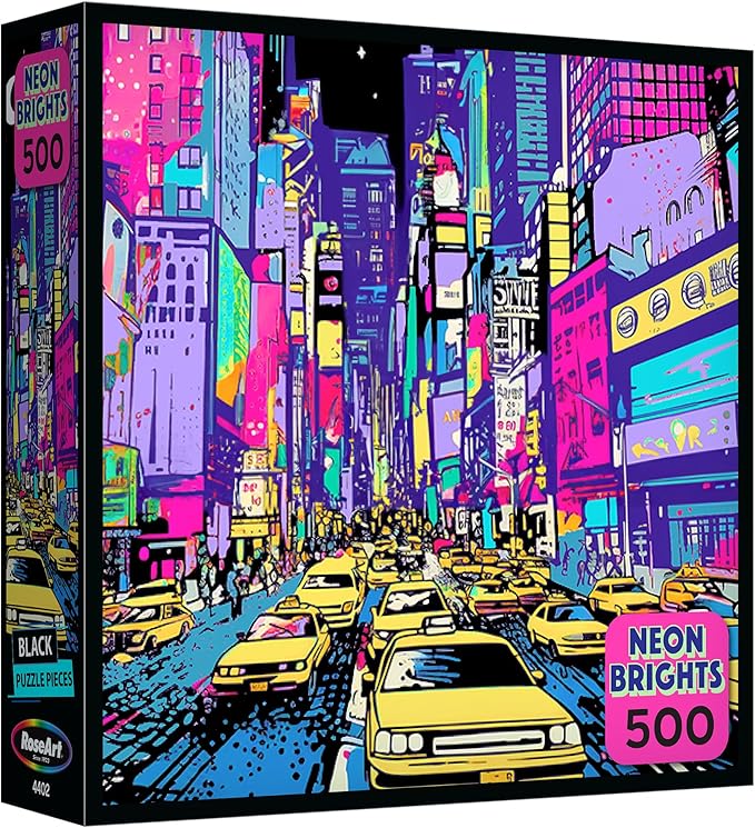 RoseArt - Neon Brights - Neon NYC - 500 Piece Jigsaw Puzzle for Adults, NYC Skyline