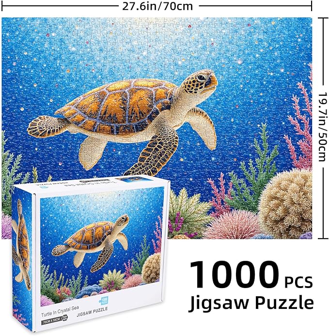 Jigsaw Puzzles 1000 Pieces for Adults, 1000 Piece Sea Turtle Jigsaw Puzzle for Adults, Challenging Ocean World Marine Art Puzzle, Unique Gift for Puzzle Lovers