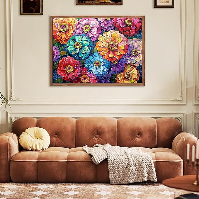 500 Piece Puzzle for Adults Puzzle Flowers, Recycled Cardboar Jigsaw Puzzles 500 Pieces for Elderly, Family Activity Game Great Gift for Mom Dad Friend Difficult Puzzles Size 20.5 x 15 inches