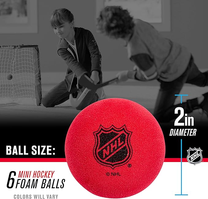 Franklin Sports Mini - Indoor Floor Hockey Balls for Kids - 6 Soft Foam Balls - Assorted Colors