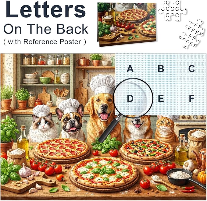 Funny Dog Jigsaw Puzzles for Adults 1000 Pieces, Puppy Pizza Feast 1000 Piece Puzzle for Adults, Fun Hard Difficult Challenging Jigsaw Puzzles 1000 Pieces Family Game Gift