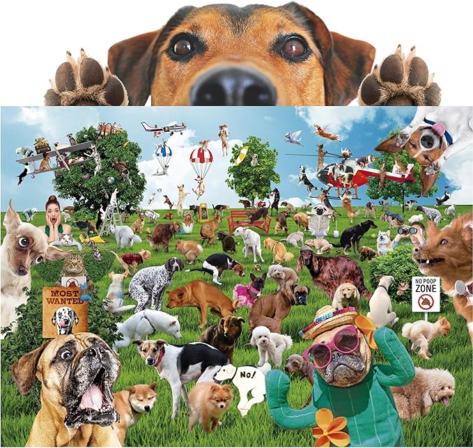 Pooping Puppies Park Party 1000-Piece Puzzle for Adults - Funny Pooping Dogs Jigsaw Puzzle for Dog Lovers & Puppy Owners, Great Prank Gift (1000 Pieces)