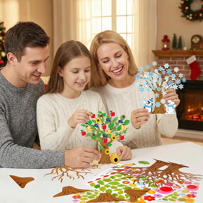 Bafeil 32 Set Seasonal Trees Craft Kits Make Your Own DIY Four Seasons Tree Decoration Spring Summer Autumn Winter Sticker Art Craft for School Classroom Home Activity Party Favor Supplies