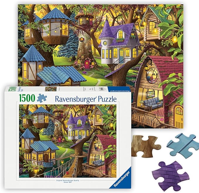 Ravensburger - Twilight in The Treetops - 1500 Piece Jigsaw Puzzle - Charming Victorian Houses in The Trees - Vibrant Colors - Frameable - Premium Quality - Puzzles for Adults