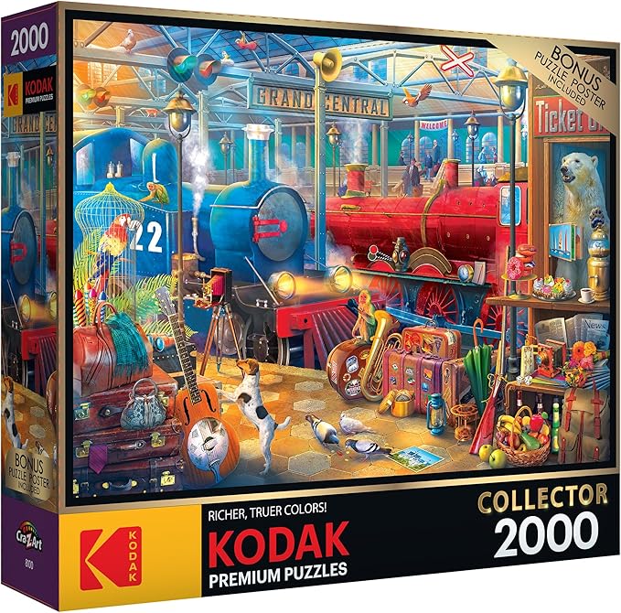 RoseArt - Kodak Premium Collector - Train Station - 2000 Piece Jigsaw Puzzle for Adults