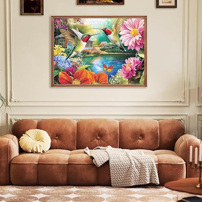500 Pieces Puzzles for Adults Puzzle Hummingbird Flower Jigsaw Puzzles 500 Piece for Seniors, Letters on Back Challenging Toys Great Gift for Family Friends 20.5 x 15 in