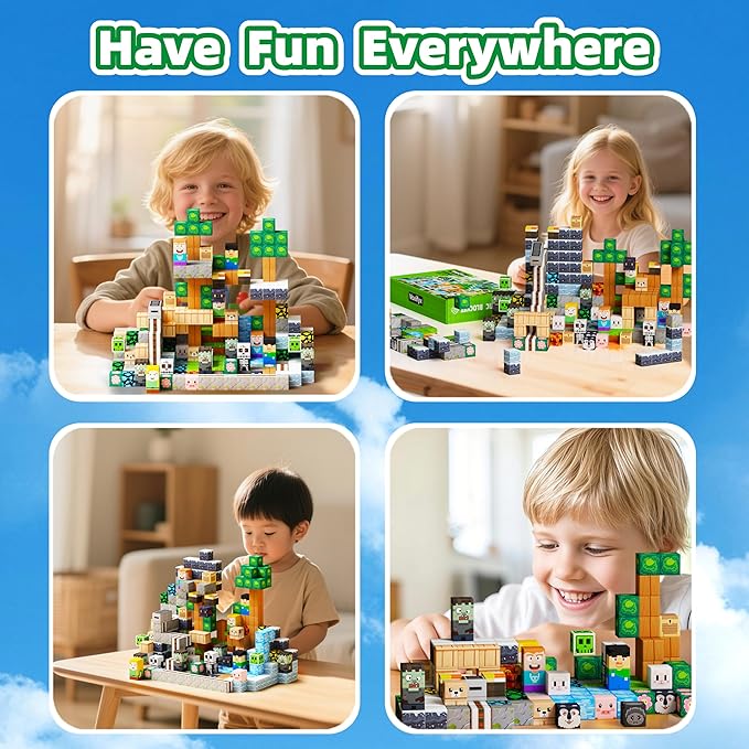 150PCS Magnetic Building Blocks Set Toys, Kids Classroom Magnet Blocks Toy for Toddlers STEM Learning, Construction Stacking Toy for Kids Boys and Girls Christmas Birthday Gifts