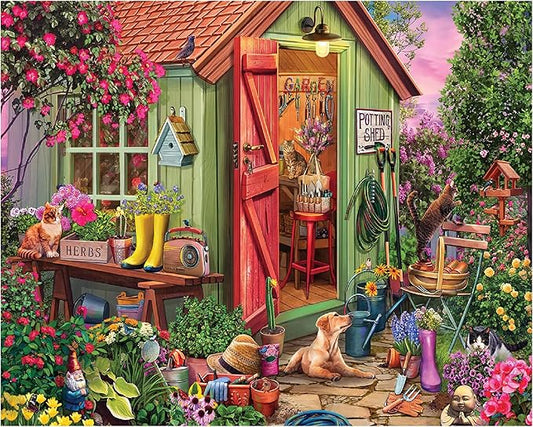 White Mountain 1000 Piece Jigsaw Puzzle Colorful Flower Garden Puzzles with Large Pieces for Adults and Family 24"x30" - Potting Shed