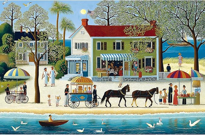 500 Piece Jigsaw Puzzle for Adults - Whimsical Seaside Town Scene with Intricate Details, Beach and Harbor Art, Ideal for Family Fun Entertainment for Adults, Stress Relief & Home Decor