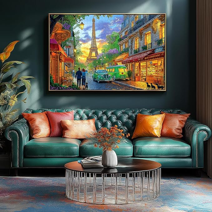 Blueforest 1000 Piece Puzzle for Adults - Charming Paris Street Eiffel Tower Landscape, 27.5x19.7 Inches Premium Jigsaw Puzzle for Game Nights Relaxation & Home Decor