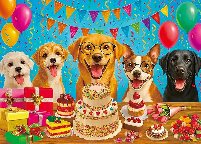 300 Piece Puzzles for Adults Large Piece - Jigsaw Puzzle for Kids 6-8 8-10 - Puppy Birthday Party