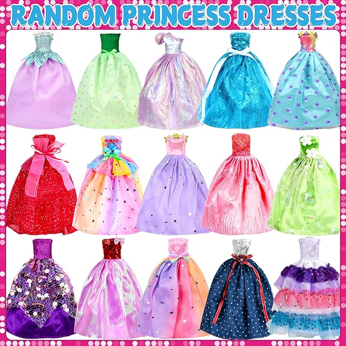 82 Pack Doll Clothes and Accessories - 2 Princess Dresses 1 Evening Dresses 5 Fashion Dresses 2 Tops 2 Pants 2 Bikini Swimsuits 20 Shoes 48 Accessories Size Suit for 11.5" Dolls for Ages 6 7 8 9 10