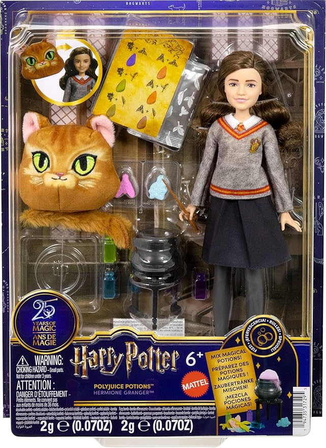 Mattel Harry Potter Toys, Polyjuice Potions Hermione Granger Doll & Playset, Movie-Inspired Hogwarts Uniform, 13 Accessories & Fizz